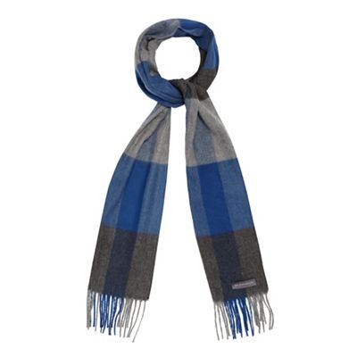 Blue checked print scarf